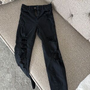American Eagle Black Distressed Skinny Jeans 000 Short